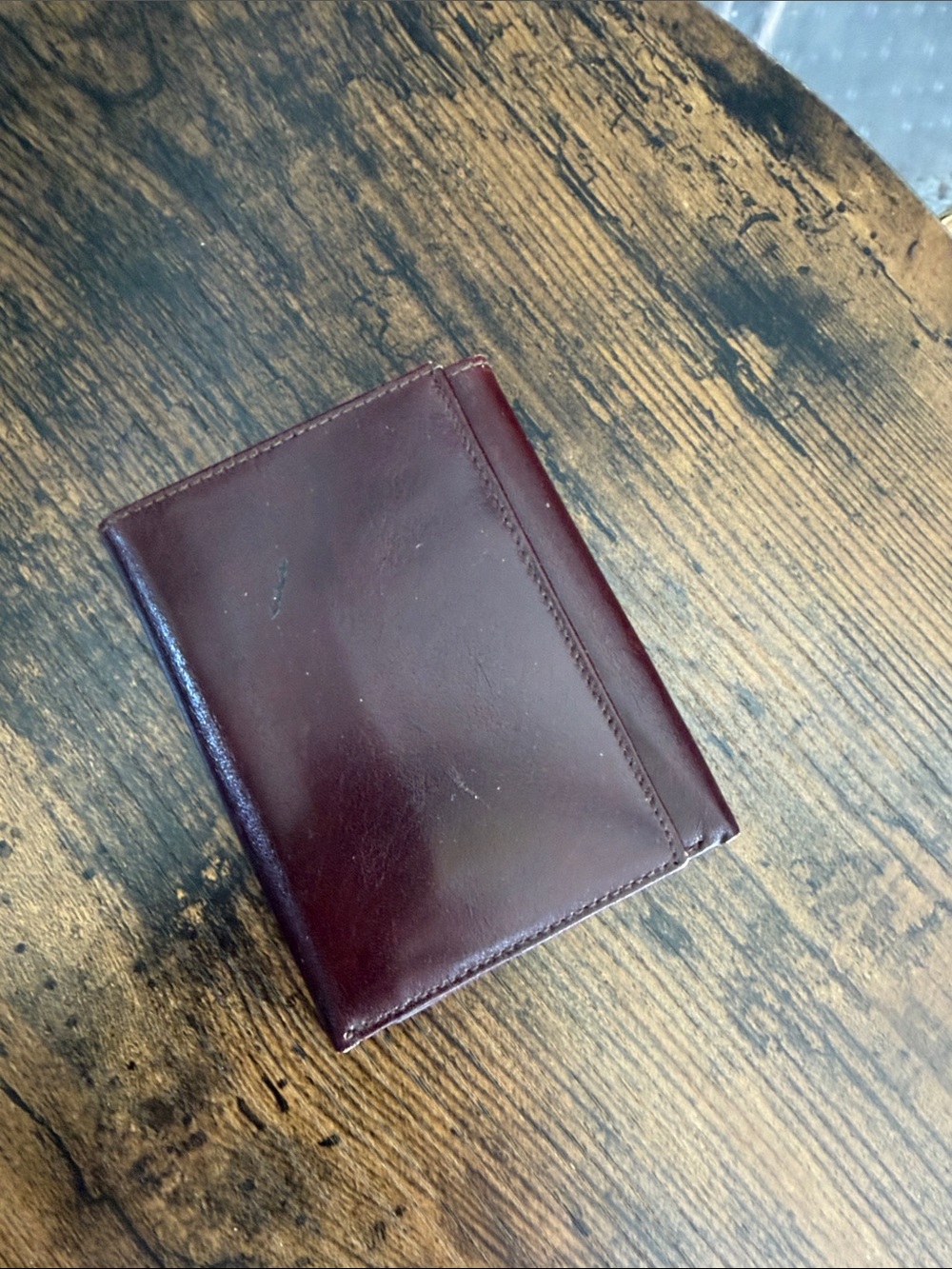 Men's Leather Bifold Card Holder - Burgundy
